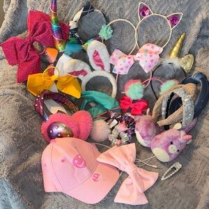 Pink Preppy Colorful Hair Accessories and Pink Cap Set